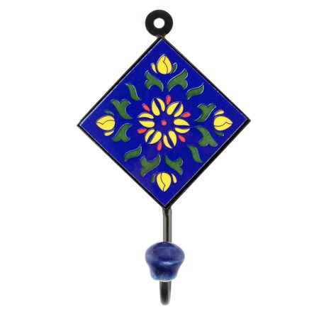 Navy Blue Sunflower Ceramic Tiles Hooks Online
